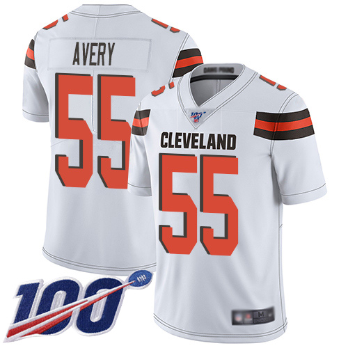 Cleveland Browns Genard Avery Men White Limited Jersey #55 NFL Football Road 100th Season Vapor Untouchable